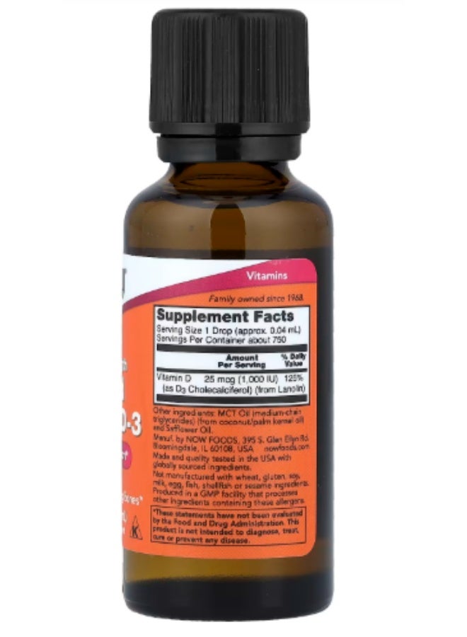 NOW Foods, Liquid Vitamin D-3, 1,000 IU, 1 fl oz (30 ml) - Image 2